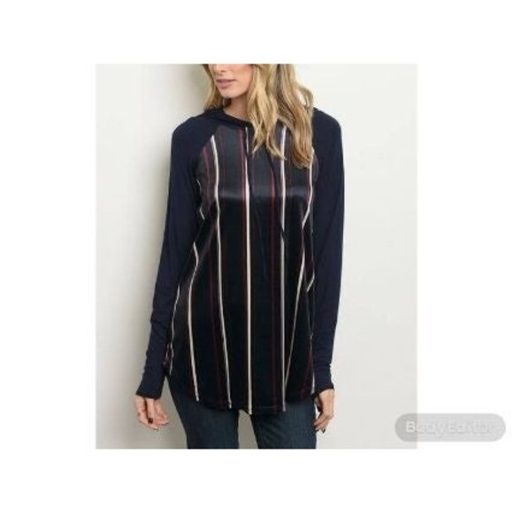 Navy Wine Blue Hoodie Top M - Picture 6 of 7
